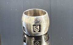Vtg Vass Ludacer Sterling Silver Wide Hallmark Biker Ring Band Sz 9.75 Fit 9.25+