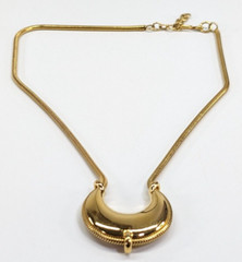 Vintage Monet Crescent Moon Pendant Slide Gold Tone Rope Chain Necklace 20″ Long
