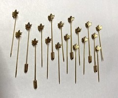 Vintage Gold Tone Stick/Hat /Lapel Pin Lot Of 18 pieces-Maple Leaf Shape pin