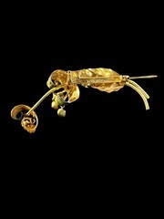 Vintage Made in Austria Green Leaf Flower Pin Rhinestones Gold Crystal Brooch 3”