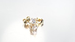 Vintage Estate 14K Solid Yellow Gold 0.5ct Cubic Zirconia Stud Earrings 4mm