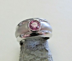 Unique Fancy Intense Pink Sapphire Ring 18k White Gold Size 5 MAKE OFFER