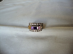 VINTAGE PINK TOPAZ AMETHYST LAVENDER TOPAZ CITRINE WHITE TOPAZ SILVER 925 RING