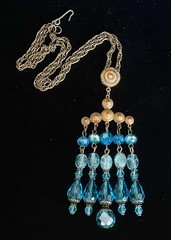 Art Nouveau Necklace Antique Aqua Crystal Chandelier Pendant German Glass