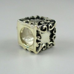 Sterling Silver VICTORIAN BOX Charm Bead for Bracelet HANGER Holder ADAPTER New