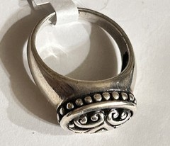 Sterling Silver 925 Statement Scroll Signet Ring Artistic Filigree Openwork, S 8