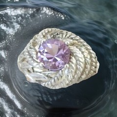Vintage Sterling Silver 925 Heated Pink Amethyst Vine Pinky Ring Size 6.5