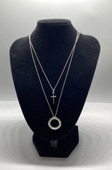 Sterling Silver 925 Jewelry Lot 4pc Cross Circle Necklaces Marcasite 14.5g