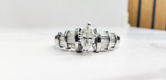 14K White Gold .69ct Marquise & Baguette Natural Diamond Ring Size 6 5g Vintage