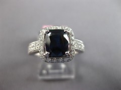 LARGE 2.46CT DIAMOND & AAA SAPPHIRE 18K WHITE GOLD HALO FILIGREE ENGAGEMENT RING