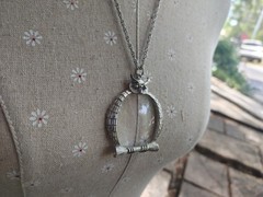 Vintage Silver Tone Magnifying Glass Owl 2” Pendant Necklace 24” Chain