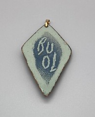 Vintage ~ Modernist Ruth Buol Enamel Copper Art Glass Pendant & Earrings Set ~