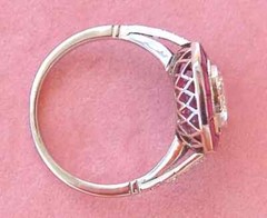 Art Deco Style 2Ct Lab-Created Diamond Ruby Halo Cocktail Ring 14k White Gold FN