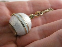 Gubelin Swiss White Guilloche Enamel Watch Necklace Sterling Silver WORKING 30g
