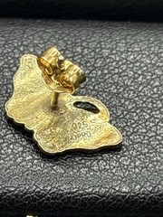 Vintage Gold Sterling Silver Pink Enamel Butterfly Earrings G22