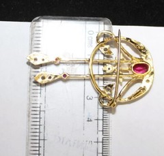 0.80ct Rose Cut Diamond Ruby 925 Sterling Silver Antique Look Wedding Brooch Pin