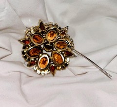 D&E Smokey Topaz Rhinestone Open Back