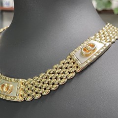 Vintage Stunning 7 Rows of Gold Plated Oval Link Chain Choker Collar Necklace