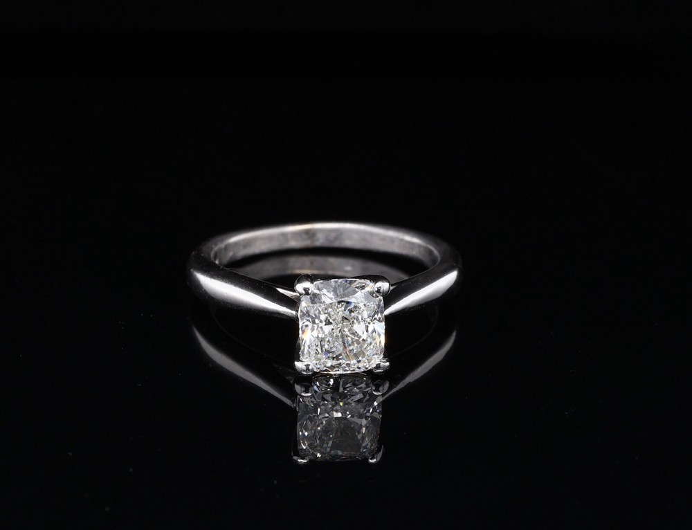 GIA Cert 1.32ct Diamond J SI Platinum Solitare Ring sz L Val $13470
