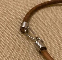 Vintage Artisan Necklace Leather Cord 14″ Choker Ethnic Tribal