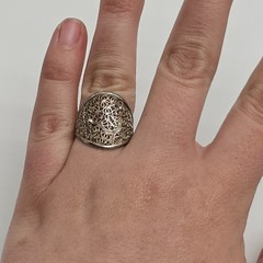Sterling Silver Ring 925 Large Filigree Band Size 8.25 3.22g Vintage