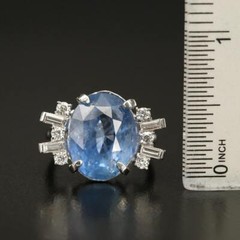 Platinum Natural Unheated 14.24 tcw Sapphire & Diamond Ring, GIA Report