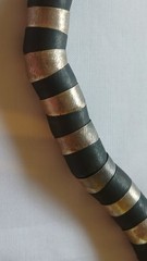 Vintage Silver-Tone and Black Bead Twisty Snake Necklace. 1970s. Statement