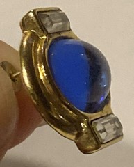 YSL Yves Saint Laurent Blue Glass Cabochon Gold-tone Pierced Earrings