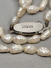 Vintage Freshwater Baroque Pearl Necklace 39cm Sterling Silver 925 Clasp Choker