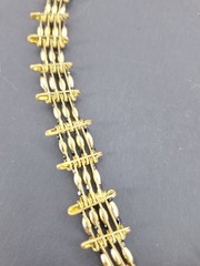 Vintage Safety Pin Medallion Necklace Gold Tone Slip On Bold Statement Runway