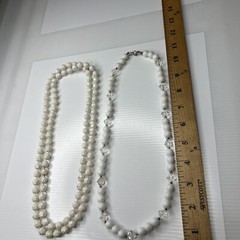 H3 Lot lucite crystals white resin beaded acrylic 70s Vintage retro necklace 24”