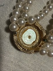 #4 Vintage Faux Pearl Multi Strand Choker Necklace Rhinestone Statement Collar