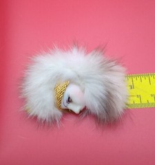 Vintage Signed Han Shin Real Fur Pin Brooch Retro Art Deco Lady Profile Large