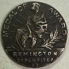 Medal Of Award Sterling Silver – Remington Typewriter Co. 2.2 Gram-No Lapel Pin-