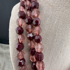 Statement Necklace Layered Beaded Acrylic Pink Purple 19”