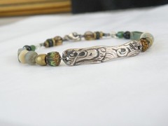 Vintage 999 Fine Sterling Silver Artisan Signed KVK Rustic Bracelet 8″