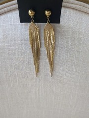 Vintage Clip On Earrings Gold Tone Tassel