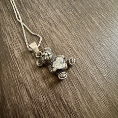 Signed Mark Wasserman Samara Sterling Silver Teddy Bear Heart Necklace