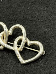 Tiffany & Co Triple Heart Brooch Pin Sterling Silver 925 Open Heart Design 1984