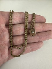 Antique Victorian 14k Gold Pearl Slide Gold Filled Chain Necklace 24”
