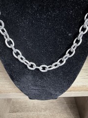 Sterling Silver Vintage Chain Link Twisted Texture 19” Toggle Clasp
