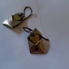 3 pairs of vintage Heart themed sterling silver, gold tone & crystal Earrings