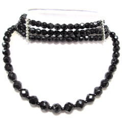 2 Good quality vintage Art Deco 3 row French jet black bead choker and necklace