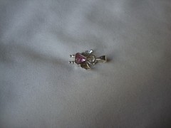 VTG 1970s STERLING SILVER STAMPED 925 ANGEL PINK CZ BIRTHSTONE SLIDE PENDANT