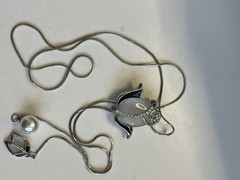 Vintage Silver Bolo Slide Necklace Flower Chain Lariat Rhinestone 32”