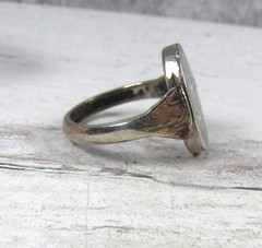 Sterling Silver Vintage Siam Reversible Green Enamel Niello Flip Ring Dancer 8