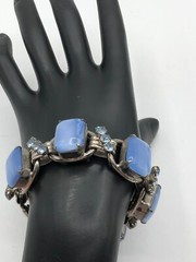 Vintage Verified JULIANA D&E Blue Rhinestone 5 Link Bracelet Glass MCM 1960s