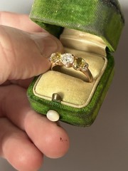 Antique natural diamond💎Canary🍋Sapphires retro RedGold masterpiece