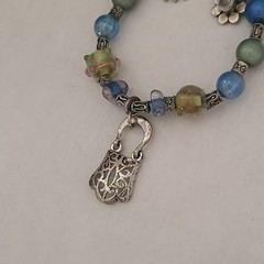 VINTAGE STERLING SILVER LOCK HAND FLOWER GEMSTONES BRACELET FITS 6.25IN 925