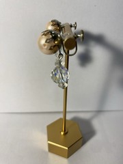 Vintage Pair Champagne Pearl Clear AB Faceted Beaded Dangle Screw Back Earrings